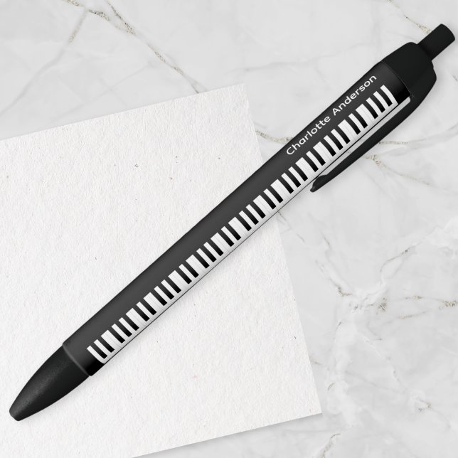 Personalisierte Klaviertasten Keyboard-Musiker Kugelschreiber (Bring a musical flourish to your desk, with this personalized black and white piano keyboard pen)