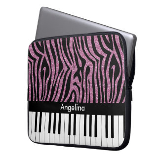Personalisierte Klaviertasten Rosa Glitzer Zebra P Laptopschutzhülle