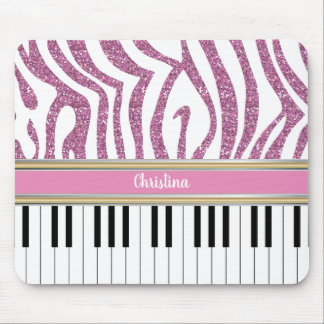 Personalisierte Klaviertasten Rosa Glitzer Zebra P Mousepad