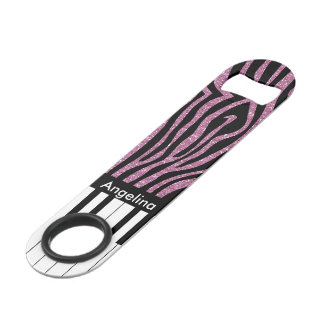 Personalisierte Klaviertasten Rosa Glitzer Zebra P Speed Flaschenöffner
