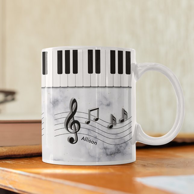 Personalisierte Klaviertasten und Musiknoten Kaffeetasse (Von Creator hochgeladen)