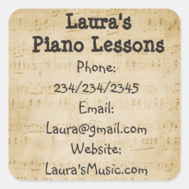 Personalisierte Klavierunterricht Werbeaufkleber Quadratischer Aufkleber