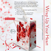 Personalisierte kleine Geschenktasche mit roten He