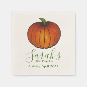 Personalisierte Kleine Orange Pumpkin Baby Dusche Serviette