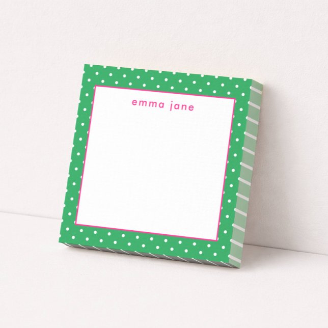 Personalisierte Kleine Punkte Rosa und Grün Post-it Klebezettel (Von Creator hochgeladen)