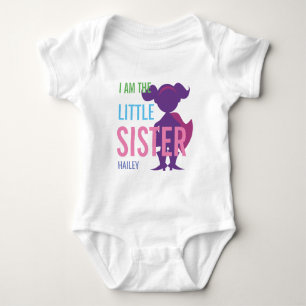 Personalisierte kleine Schwester Superheld Silhoue Baby Strampler