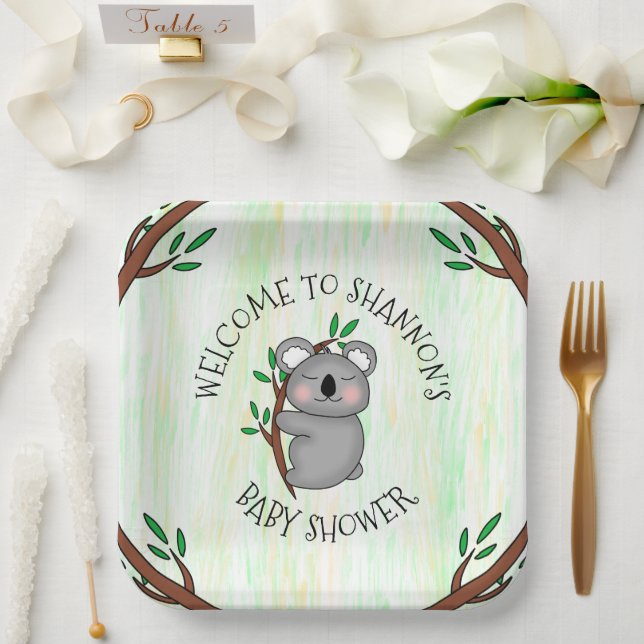 Personalisierte Koala Bear Themed Baby Dusche Pappteller (Hochzeit)