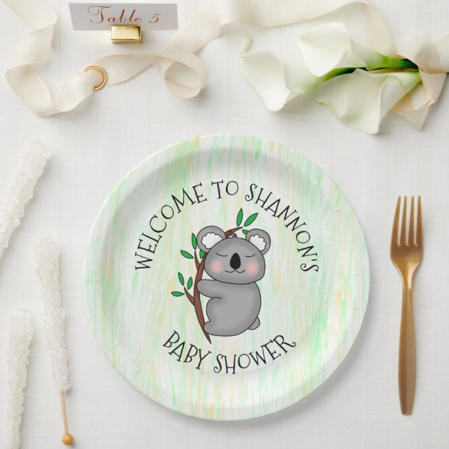 Personalisierte Koala Bear Themed Baby Dusche Pappteller (Hochzeit)