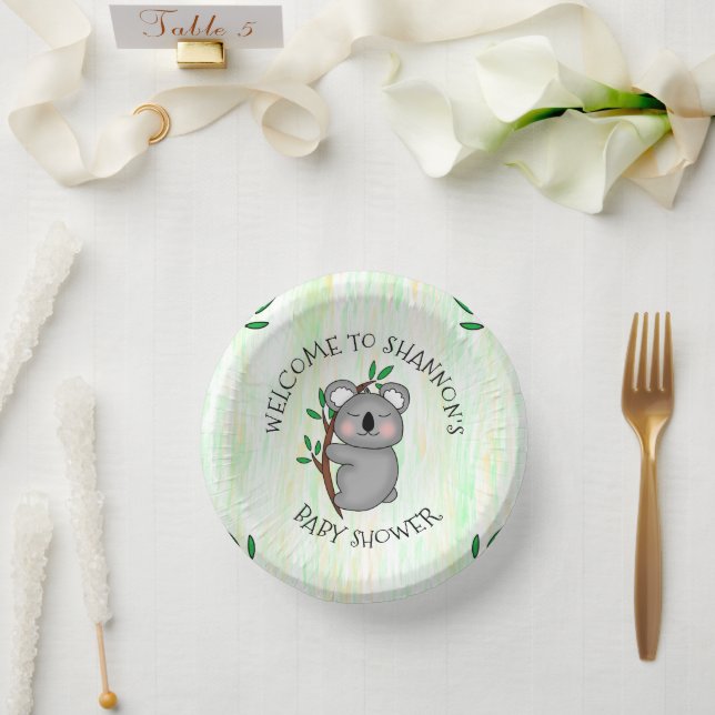 Personalisierte Koala Bear Themed Baby Dusche Pappteller (Hochzeit)