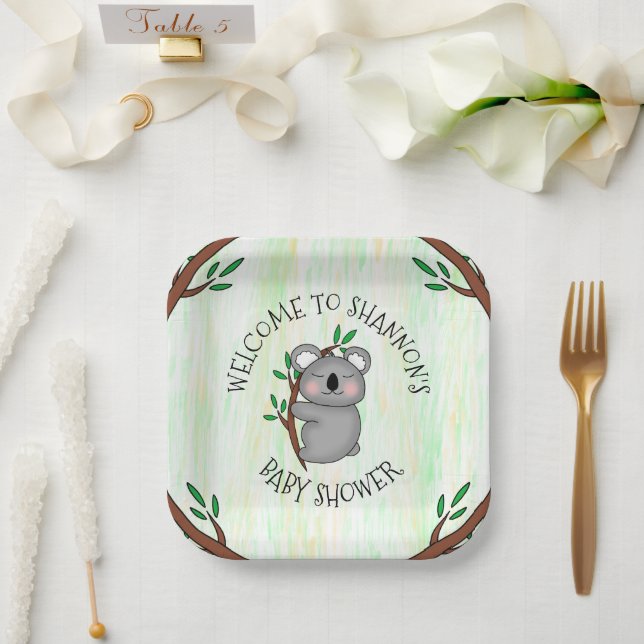 Personalisierte Koala Bear Themed Baby Dusche Pappteller (Hochzeit)
