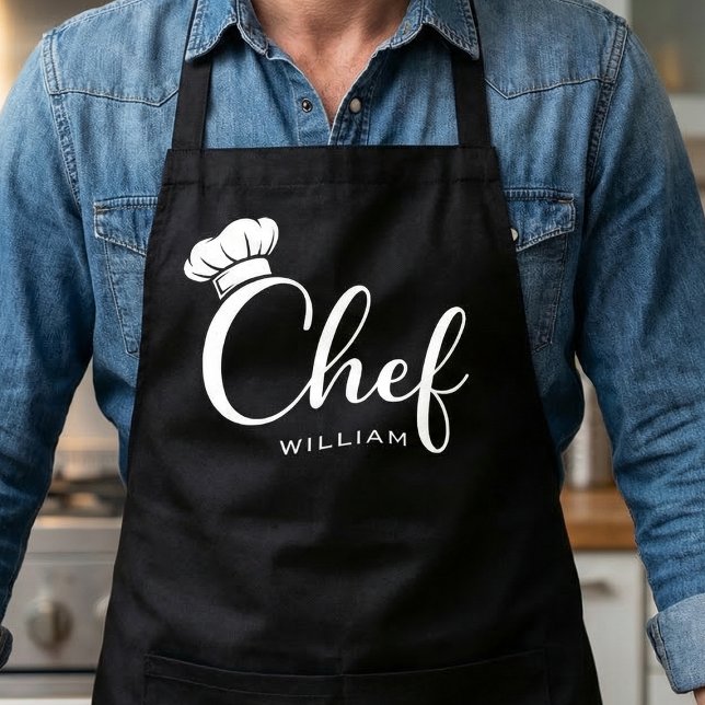 Personalisierte Kochschürze für Männer oder Frauen Schürze (Personalized Black Chef Apron for Cooking and Baking)