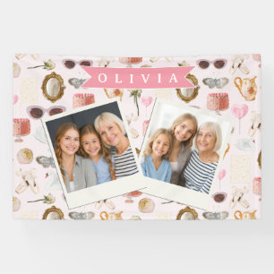 Personalisierte Kokette Rosa Vintage Weiblich Banner