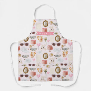 Personalisierte Kokette Rosa Vintage Weiblich Schürze