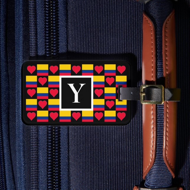 Personalisierte kolumbianische Flagge Custom Lette Gepäckanhänger (Vorderseite Insitu 4)