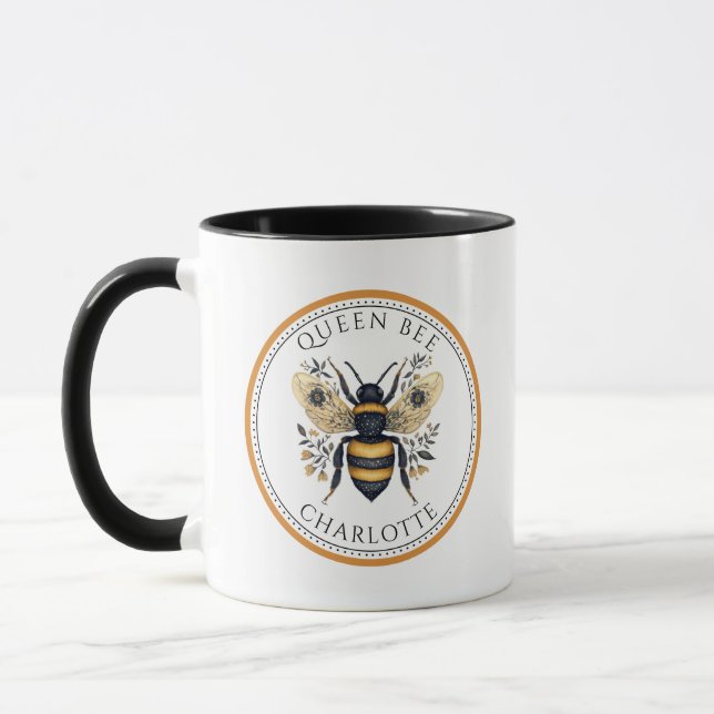 Personalisierte Königin-Biene-Blume Tasse (Links)