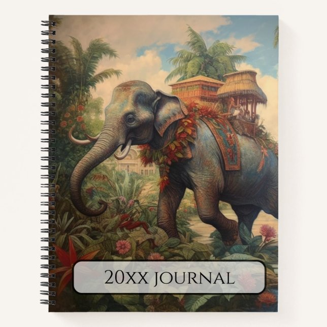 Personalisierte königliche Elefant-Tropengarten-Ku Notizbuch (Vorderseite)