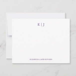 Personalisierte königliche violette Monogramm-Paar Mitteilungskarte
