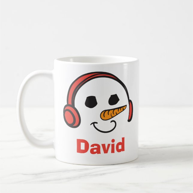 Personalisierte Kopfhörer Musik Snowman Kaffeetasse (Links)