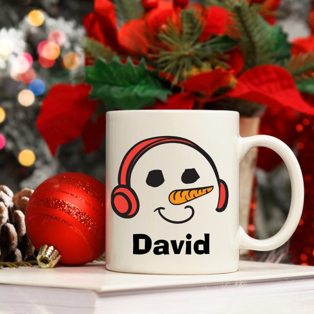 Personalisierte Kopfhörer Musik Snowman Kaffeetasse (Personalized Headphones Music Snowman Coffee Mug
)