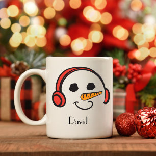 Personalisierte Kopfhörer Musik Snowman Kaffeetasse