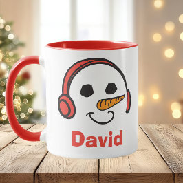 Personalisierte Kopfhörer Musik Snowman Tasse