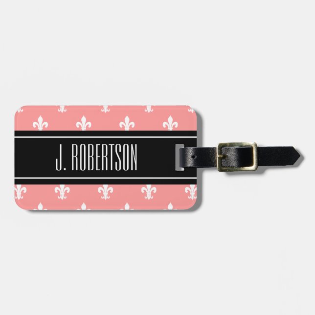 Personalisierte korallenrote rosa Lilie des Gepäckanhänger (Vorderseite horizontal)