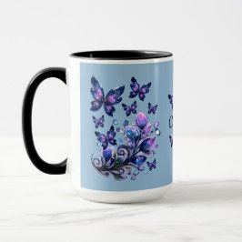 Personalisierte Kosmische Schmetterlinge Blau Tasse