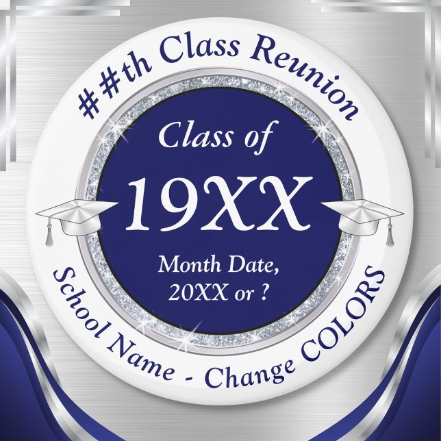 Personalisierte, kostengünstige Wiedersehen-Gesche Magnet (1976, Navy Blue and White, Inexpensive class reunion gifts. Class reunion magnets BULK or buy one.)