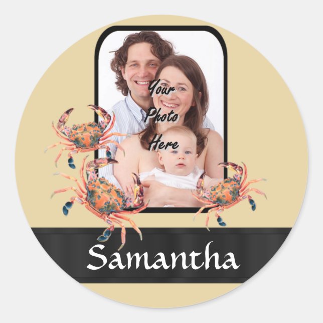 Personalisierte Krabbe Runder Aufkleber (Vorderseite)