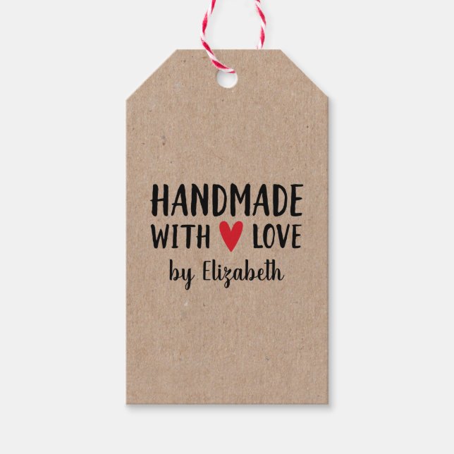 Personalisierte Kraft Handarbeit mit Liebe-Geschen Geschenkanhänger (Vorderseite)