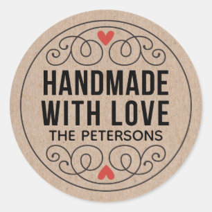 Personalisierte Kraft Handarbeit mit Liebe Runder Aufkleber