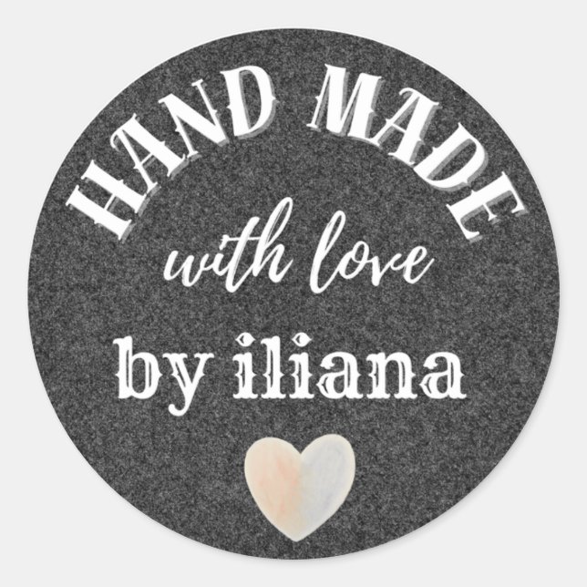 Personalisierte Kraft Handmade With Love Klassisch Runder Aufkleber (Vorderseite)