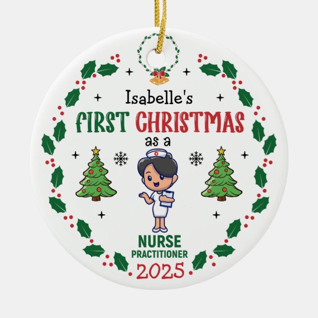 Personalisierte Krankenpfleger - Erste Weihnachtsf Keramik Ornament (Vorne)