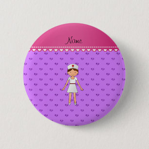 Personalisierte Krankenschwester Pastel lila Herze Button