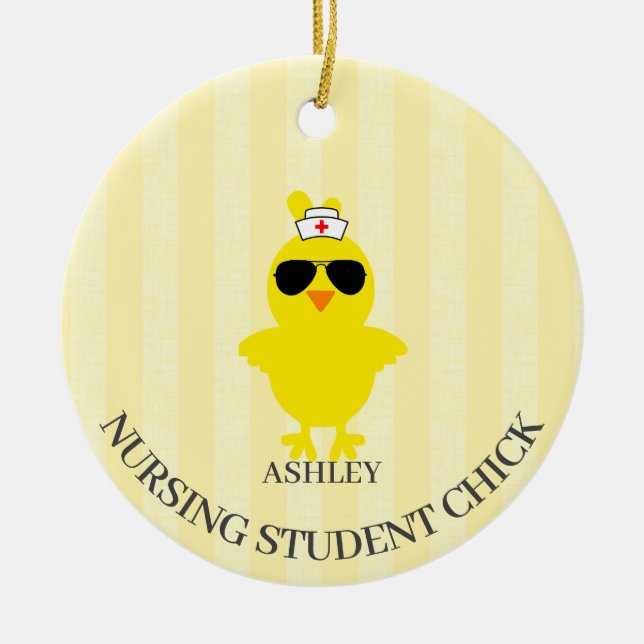 Personalisierte Krankenschwester Sunshade Chick Keramik Ornament (Vorne)