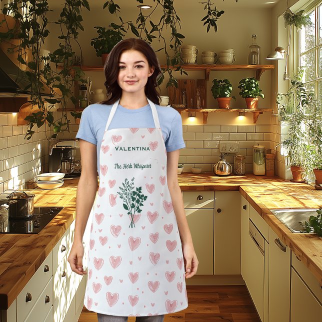 Personalisierte Kräuterflüster-Schürze mit rosa He Schürze (Von Creator hochgeladen)