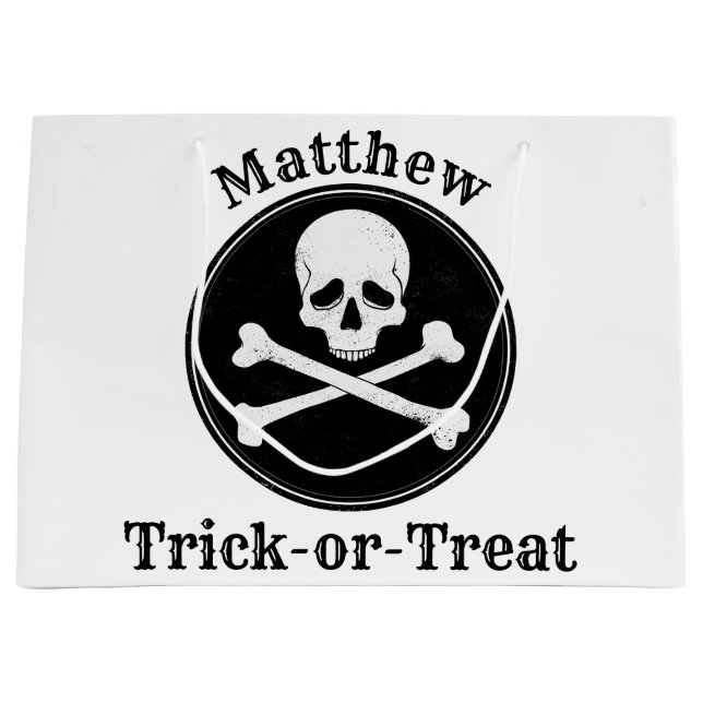 Personalisierte Kreuzknochen Halloween-Bag Große Geschenktüte (Vorderseite)