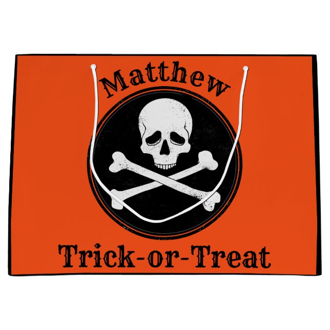 Personalisierte Kreuzknochen Halloween-Bag Große Geschenktüte (Vorderseite)