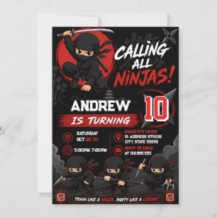 Personalisierte Krieger-Ninja-Geburtstagseinladung Einladung