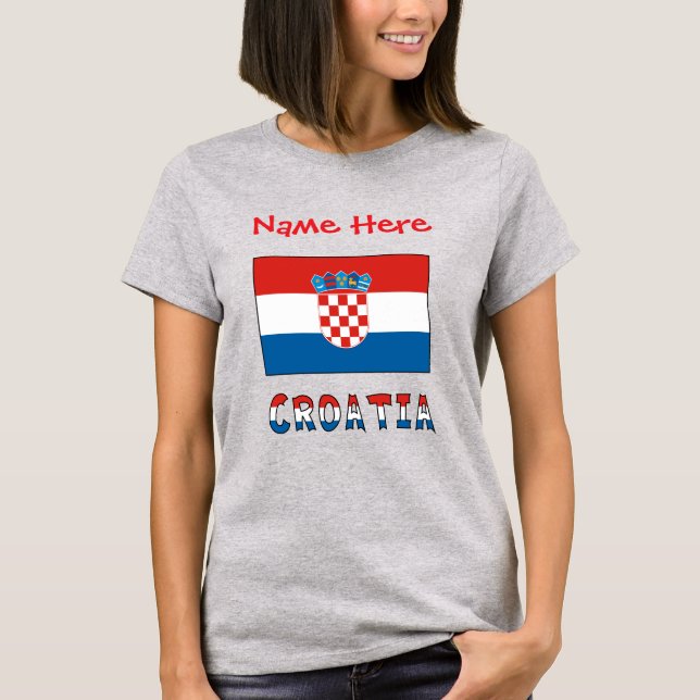 Personalisierte kroatische Flagge Damen T-Shirt (Vorderseite)