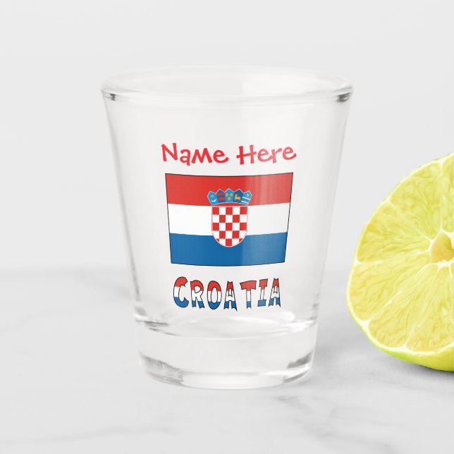 Personalisierte kroatische Flagge  Schnapsglas (Vorderseite)