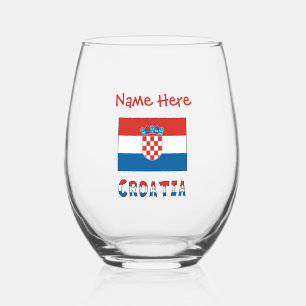 Personalisierte kroatische Flagge Weinglas Ohne Stiel