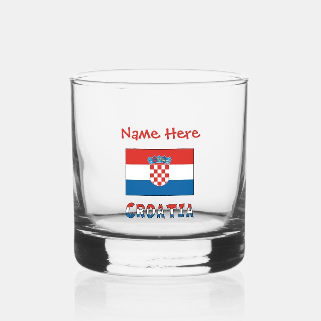 Personalisierte kroatische Flagge  Whiskyglas (Vorderseite)