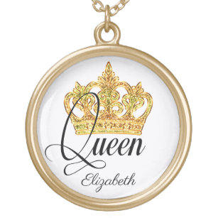 Personalisierte Kronen-Königin-Anhänger-Halskette Vergoldete Kette