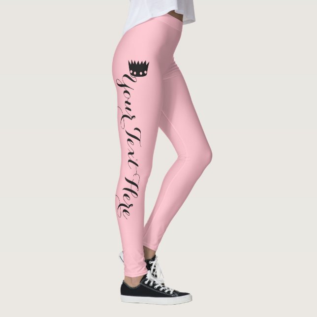Personalisierte Kronen-Rosa Leggings (Rechts)