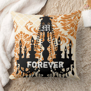 Personalisierte Kronleuchter-Monogramm mit Hochzei Kissen