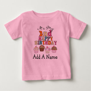 Personalisierte Kuchen-2. Geburtstags-T-Shirt Baby T-shirt