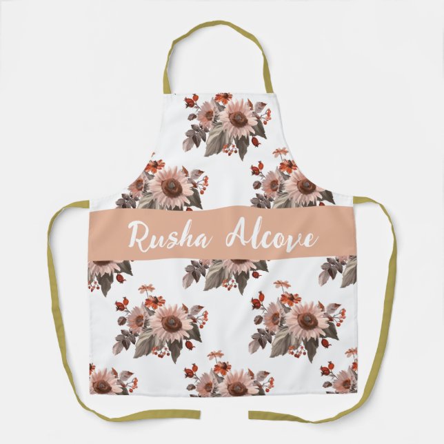 Personalisierte Küchenschürze mit Blumenmuster Schürze (Vorderseite)