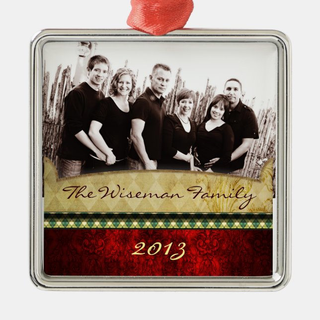Personalisierte kundenspezifische Weihnachten-FOTO Ornament Aus Metall (Vorne)