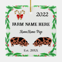 Personalisierte KuneKune Pig Farm Weihnachten Keramikornament